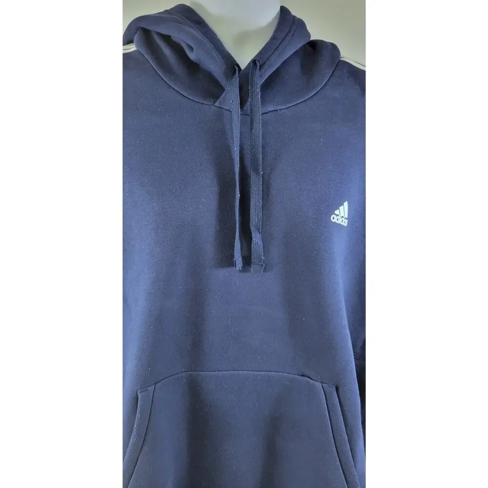 I9) Adidas Sportswear Men Fleece Tracksuit Navy Blue Hooded Sweatshirt Pants 2XL